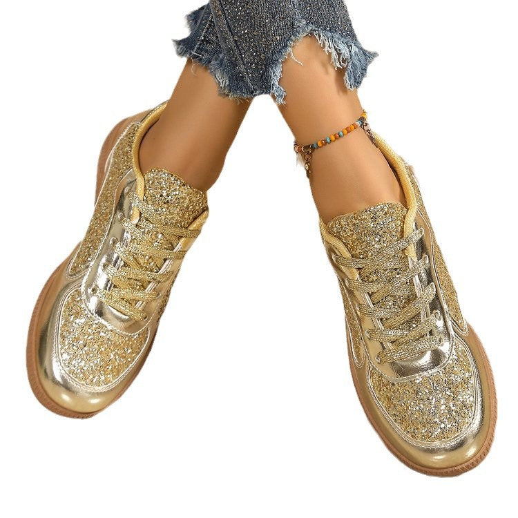 Baskets scintillantes pour dames avec une tige à la mode et une semelle confortable Chic und Stil