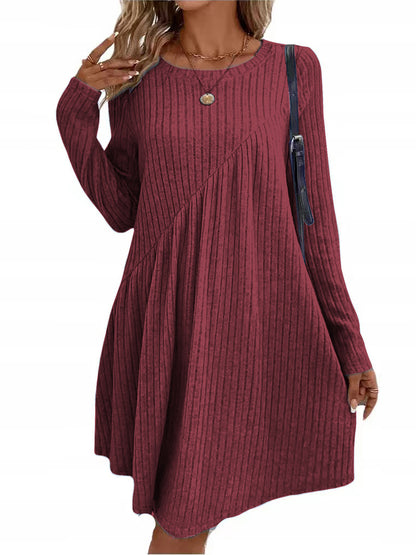 Robe en tricot décontractée pour femmes avec manches longues et ourlet asymétrique Chic und Stil