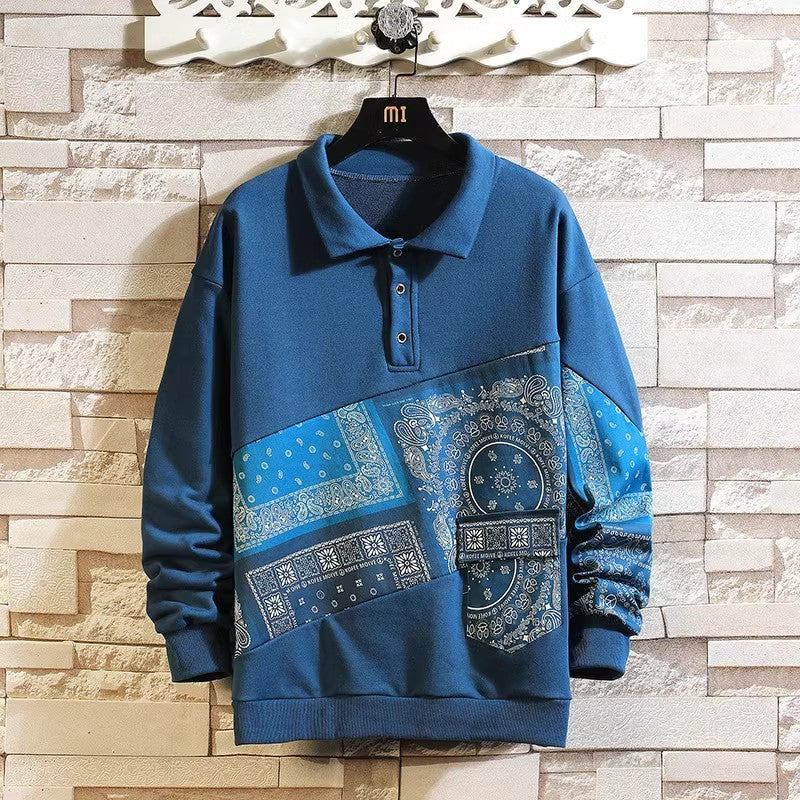 Pull-over polo stylé pour hommes avec design Paisley et col classique Chic und Stil