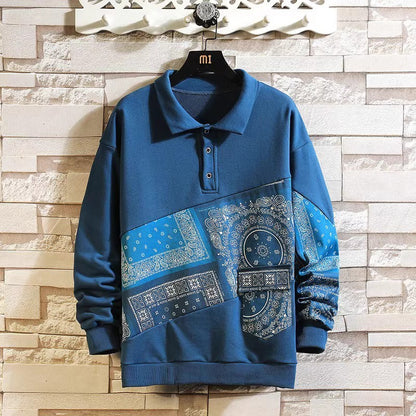 Pull-over polo stylé pour hommes avec design Paisley et col classique Chic und Stil