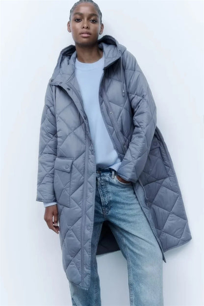 Women’s quilted transitional jacket with hood and practical pockets Chic und Stil 1759483144