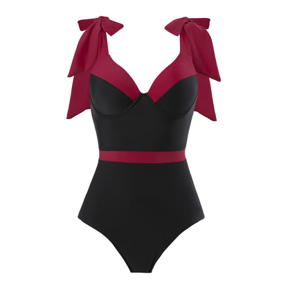 Maillot de bain élégant pour femmes avec jupe enveloppante amovible et nœuds assortis Chic und Stil