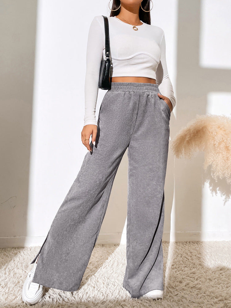 Chic and Style Wide Ribbed Pants for Women