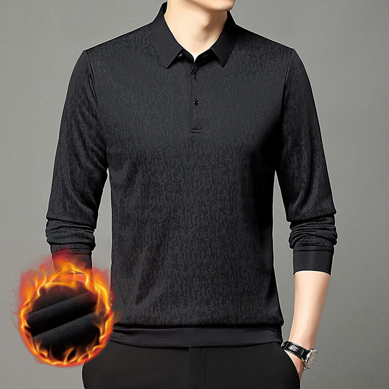 Chemise polo à manches longues pour hommes avec design texturé et tissu régulateur d'humidité Chic und Stil