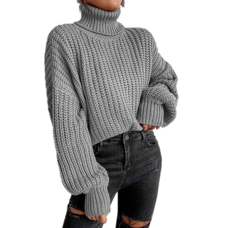 Pull en laine épaisse pour femmes avec col haut et manches évasées Chic und Stil