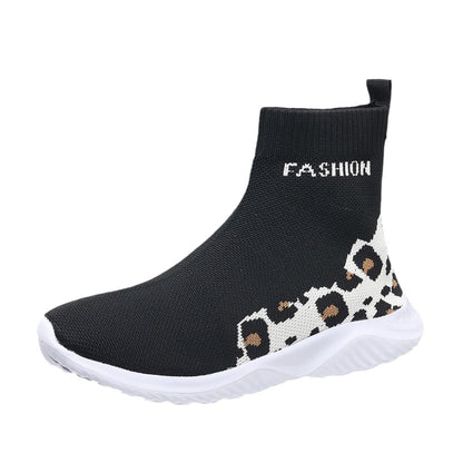 Ladies' modest sock sneakers with animal print and elastic upper Chic and Style