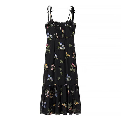 Robe maxi femme avec design floral et bretelles spaghetti réglables Chic und Stil