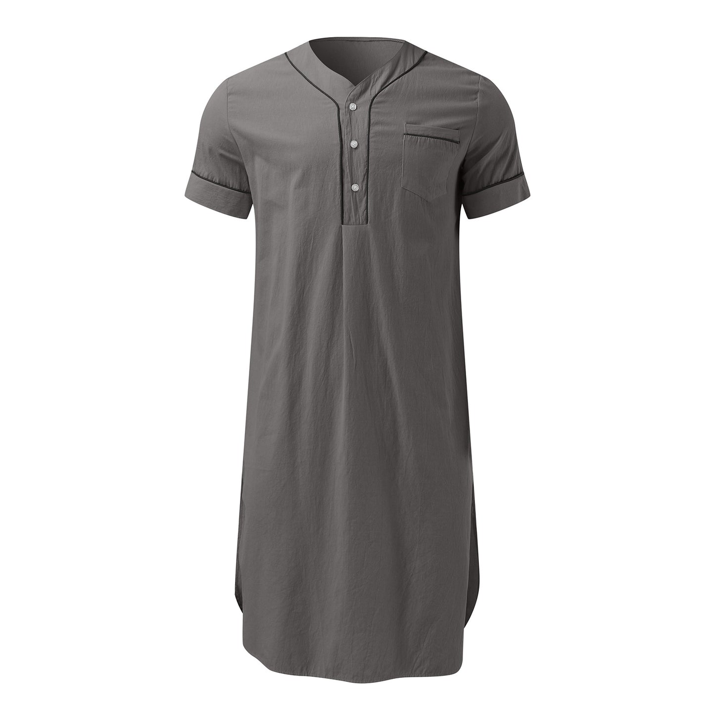 Robe courte à manches courtes pour femmes avec un col montant moderne et une patte de boutonnage pratique Chic und Stil