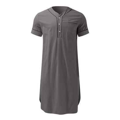 Robe courte à manches courtes pour femmes avec un col montant moderne et une patte de boutonnage pratique Chic und Stil