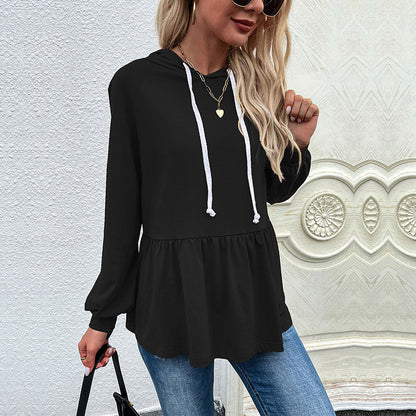 Blouse à capuche décontractée pour femmes avec coupe asymétrique et détails en volants Chic und Stil