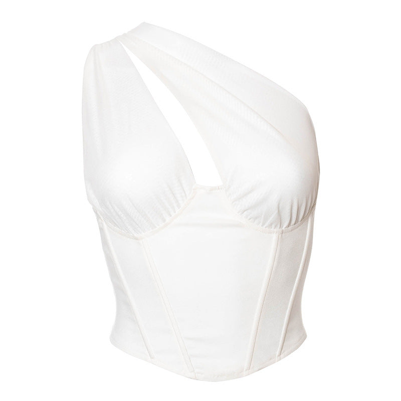 Dames Élégant haut asymétrique avec décolleté en V profond Chic und Stil