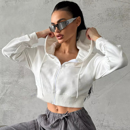 Dames hoodie court à la mode Chic und Stil