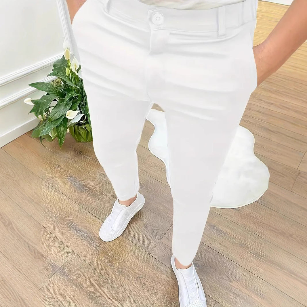 Trendy slim-fit pants for men with elastic waistband and practical pockets Chic and Style