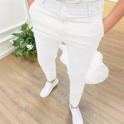 Trendy slim-fit pants for men with elastic waistband and practical pockets Chic and Style