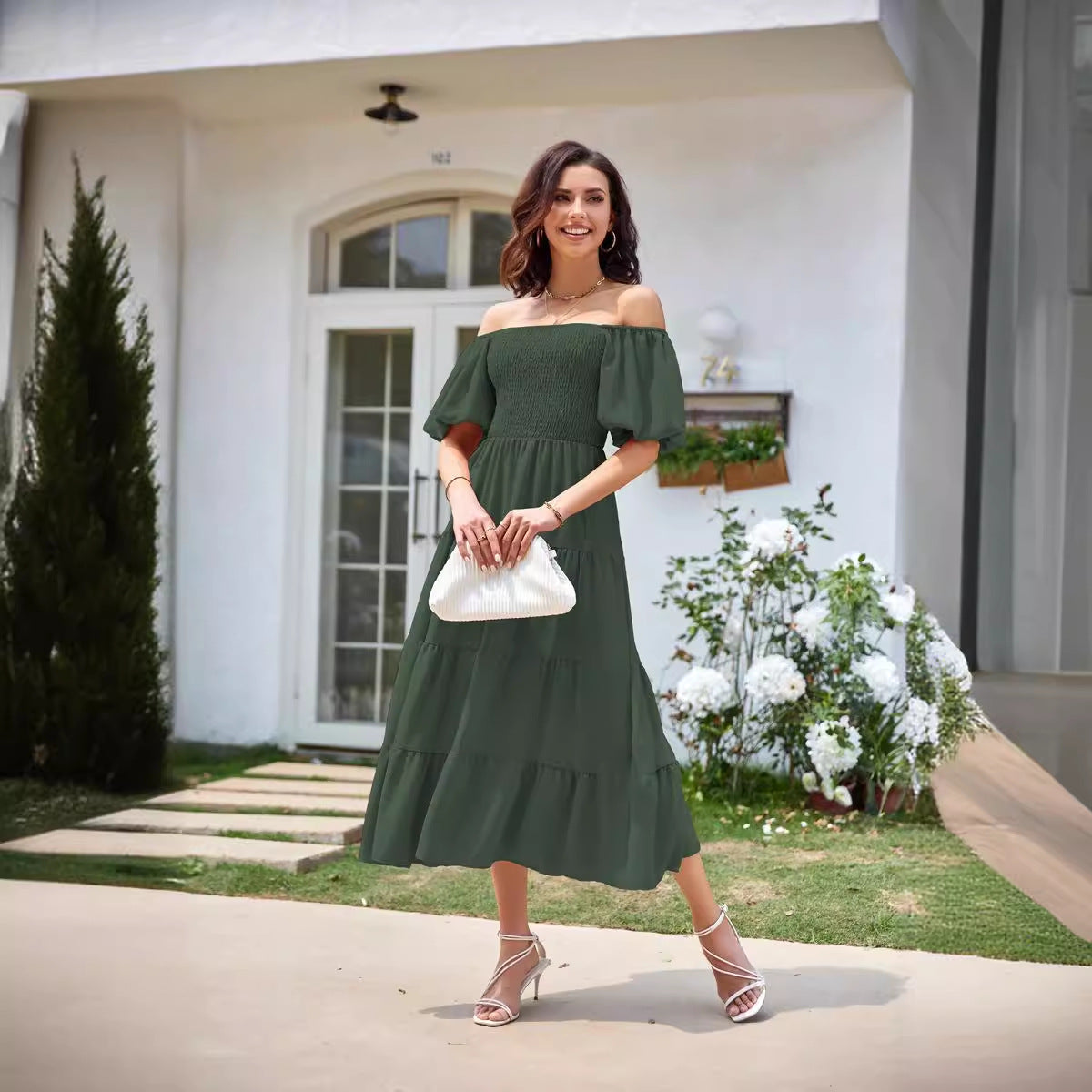 Robe maxi femme avec des manches légèrement volumineuses Chic und Stil