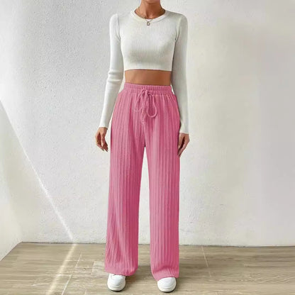 Casual stretch pants for women with elastic waistband and practical drawstring Chic and Style