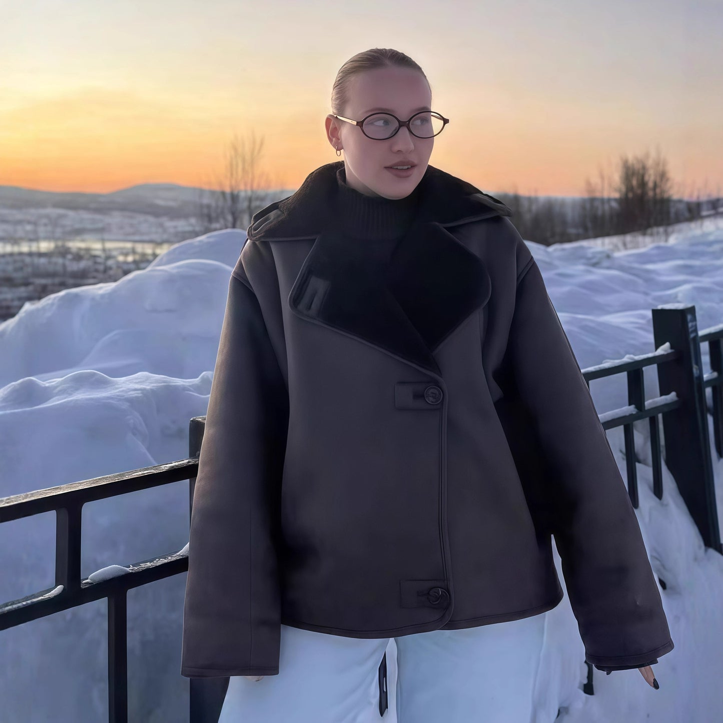 Dames élégante veste oversized avec doublure douce et structure raffinée Chic und Stil