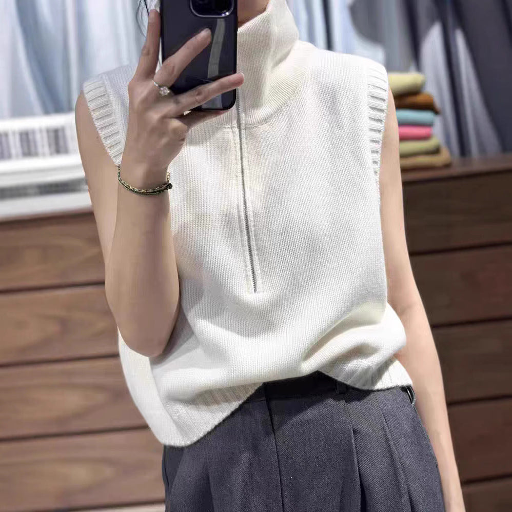 Pull en knit pour femmes avec col montant et fermeture éclair Chic und Stil