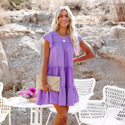 Dames Robe Mini Flottante Échelonnée Chic und Stil