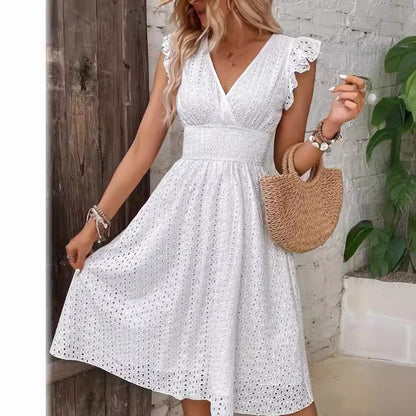 Women's Summer Ruffle Dress with Waffle Texture Chic und Stil