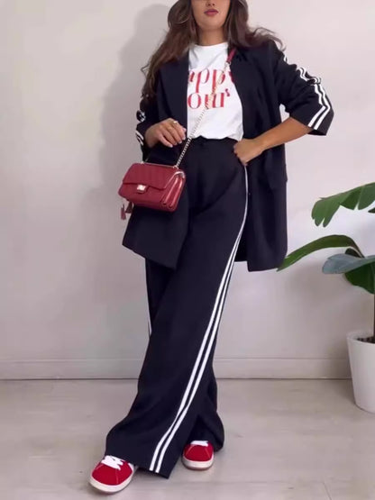 Dames ensemble de blazer élégant avec des accents sportifs et une coupe ample Chic und Stil