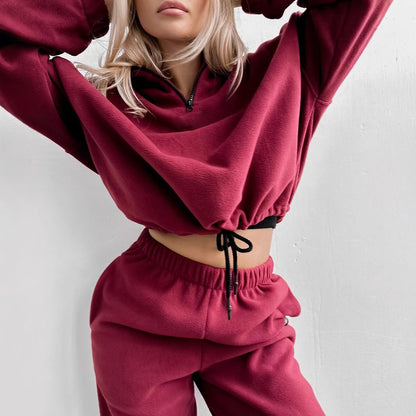 Dames Fleece-Loungewear avec col montant et zip Chic und Stil