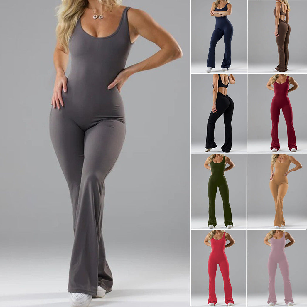 Women's Flared Sport Jumpsuit with Soft Material - Chic and Stylish