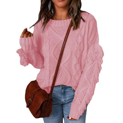 Pull en grosse maille pour femmes avec épaule tombante et bords élastiques Chic und Stil