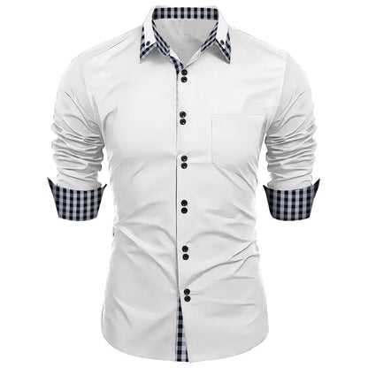 Chemise à manches longues pour hommes premium avec bouton et poignet contrasté Chic und Stil