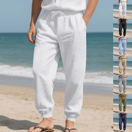 Pantalons de loisirs en lin aérés pour femmes avec taille élastique Chic und Stil