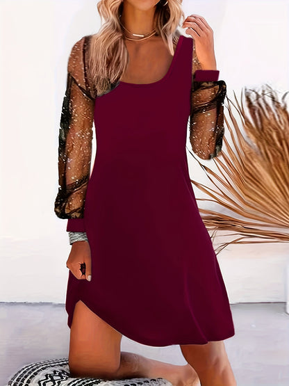 Robe midi femme avec des manches bouffantes transparentes et une silhouette élégante Chic und Stil