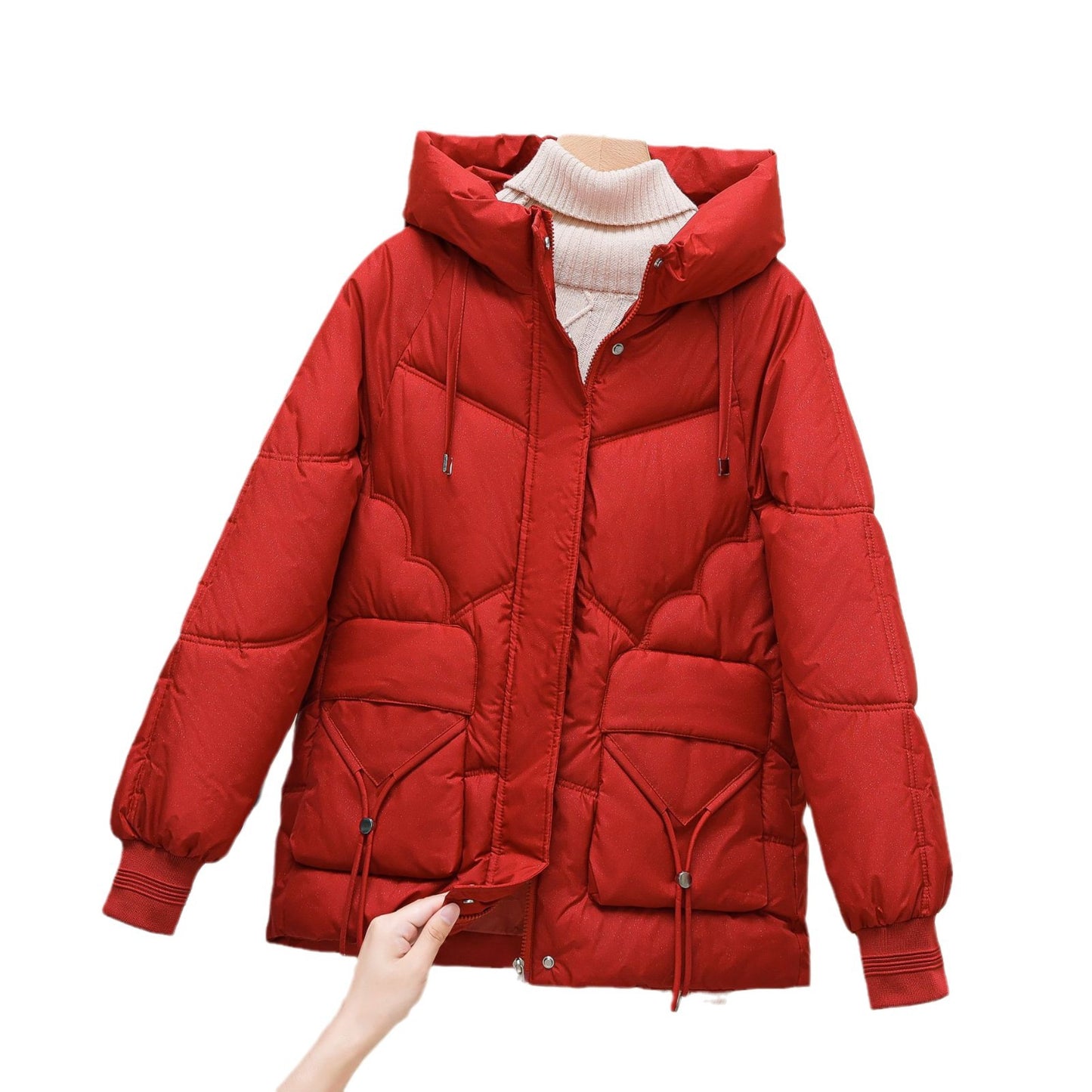 Dames doudoune d'hiver matelassée avec capuche et détails en forme de cœur Chic und Stil