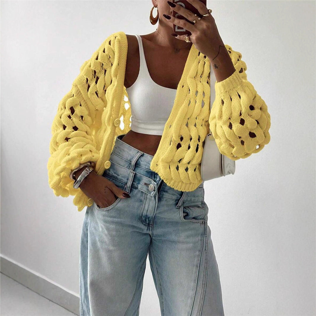Pull en tricot pour femmes avec un motif de trou unique et une coupe décontractée Chic und Stil