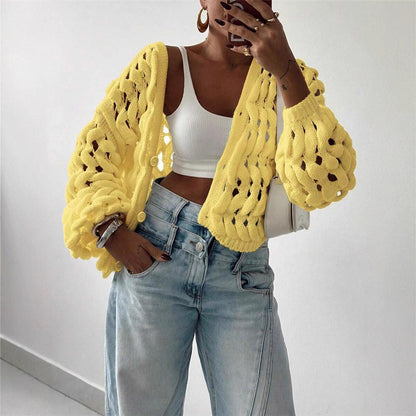 Pull en tricot pour femmes avec un motif de trou unique et une coupe décontractée Chic und Stil