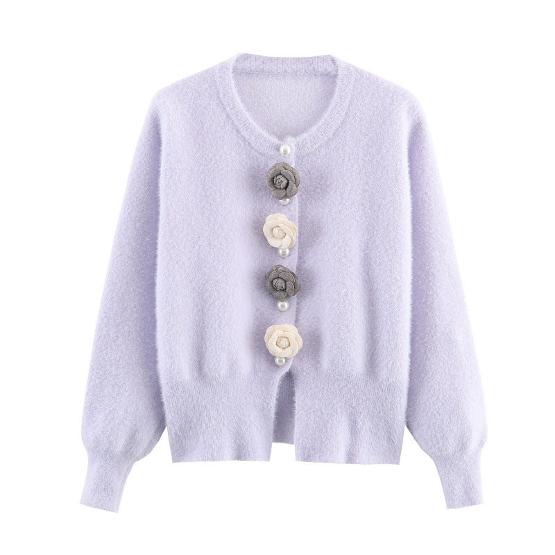 Dames cardigan stylé avec des applications florales uniques Chic und Stil