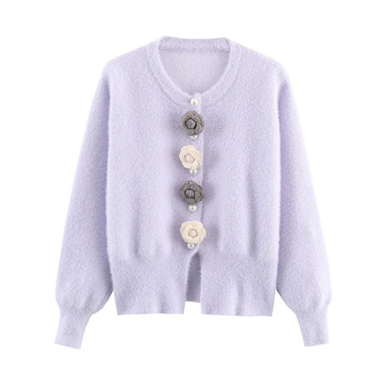 Dames cardigan stylé avec des applications florales uniques Chic und Stil