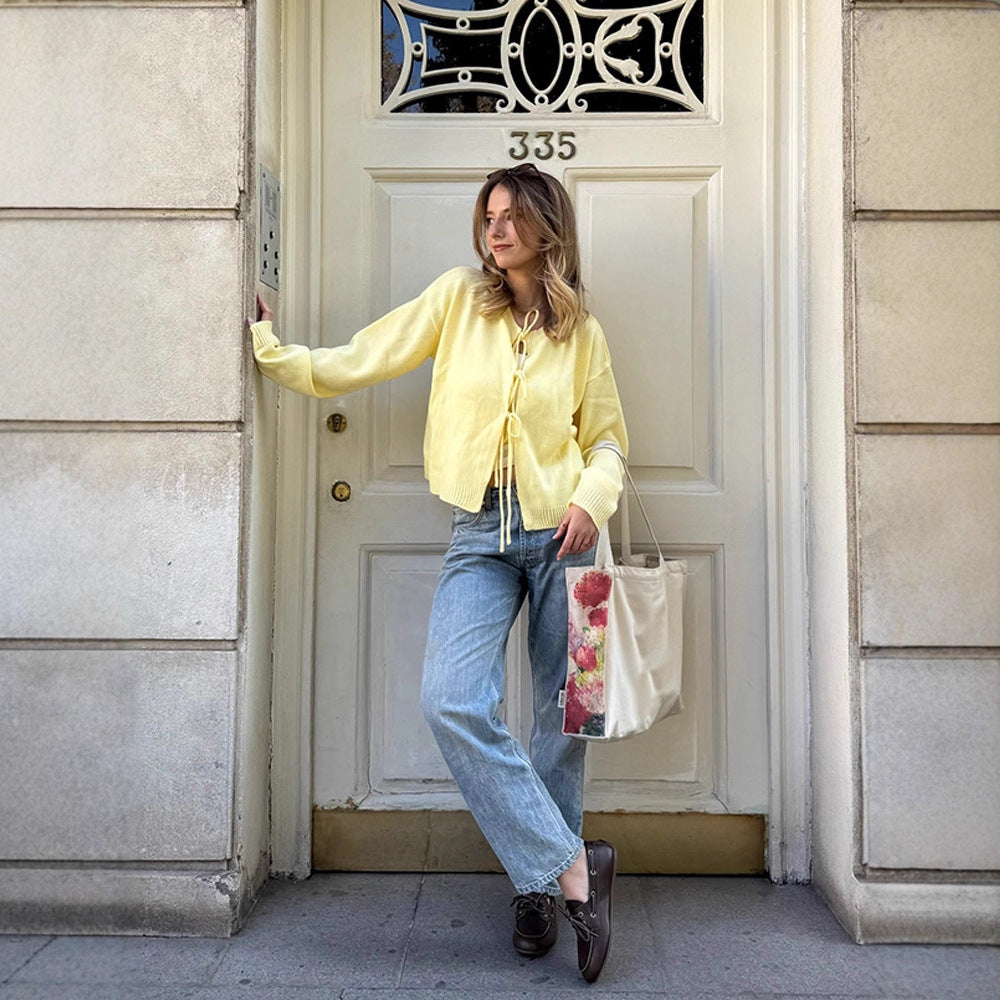 Dames cardigan en tricot léger avec lien décoratif Chic und Stil