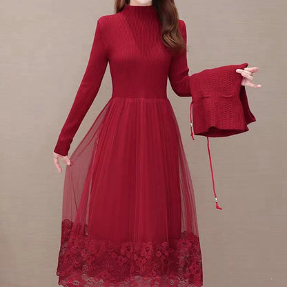 Robe élégante en tricot et tulle pour femmes avec finition en dentelle florale Chic und Stil