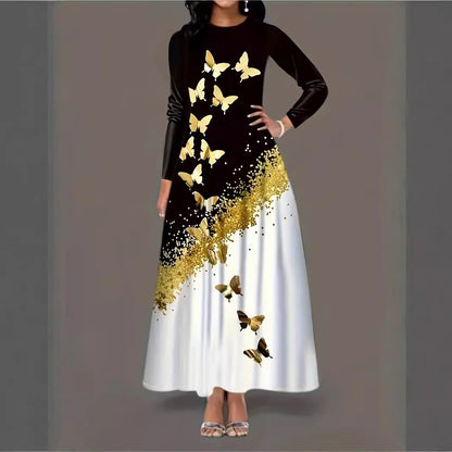 Femme Robe élégante à manches longues avec design papillon Chic und Stil