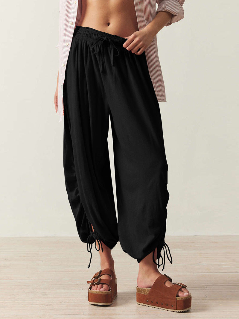 Casual Palazzo pants for women with elastic waist and adjustable ankle bands Chic and Style
