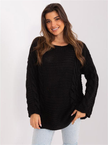 Pull femme en grosse maille avec un motif de torsades moderne et des manches larges Chic und Stil