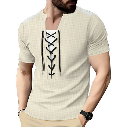 Chemise à manches courtes pour homme avec design sportif à lacets Chic und Stil