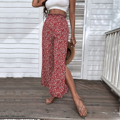 Women Wide Leg Pants Floral Print Chic and Style