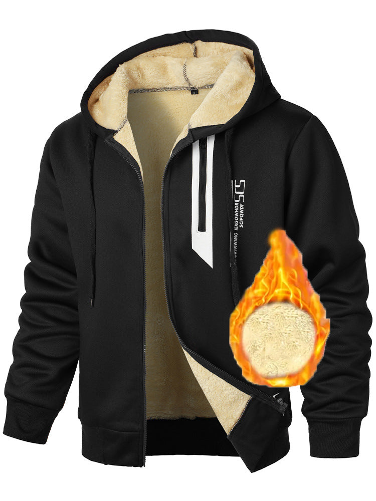Veste à capuche en polaire pour hommes avec doublure chauffante et poches zippées pratiques Chic und Stil