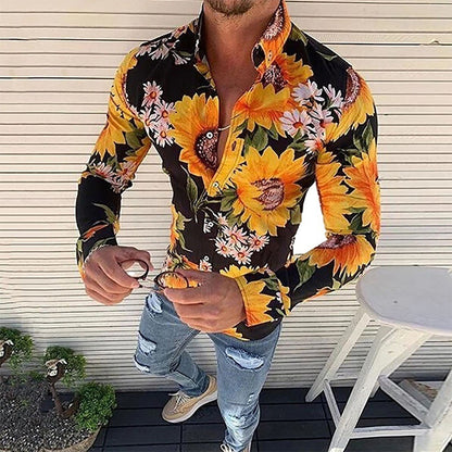 Chemise longue à manches pour hommes avec un design floral moderne Chic und Stil