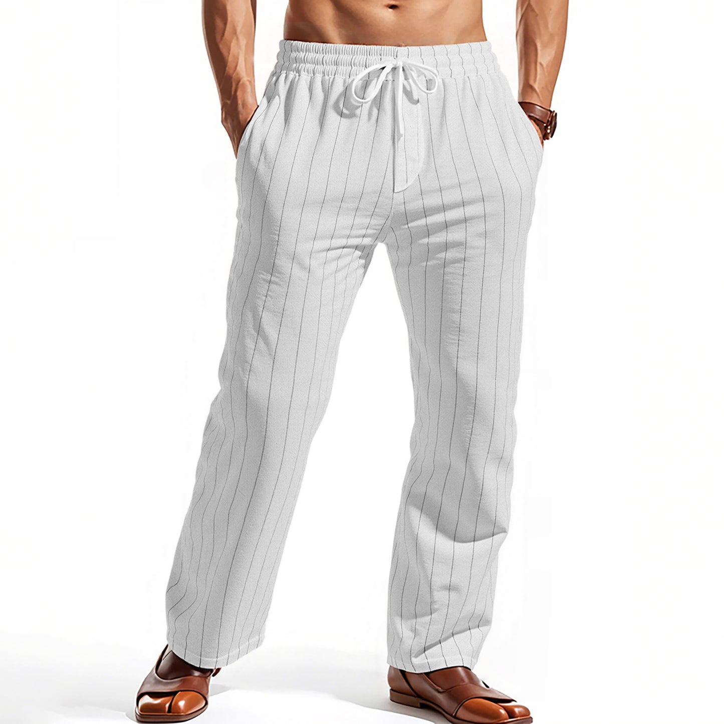 Casual pants for men with elastic waistband and stylish striped look Chic und Stil
