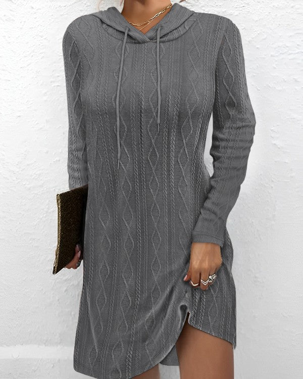 Robe à capuche pour femmes avec motif en tricot texturé Chic und Stil