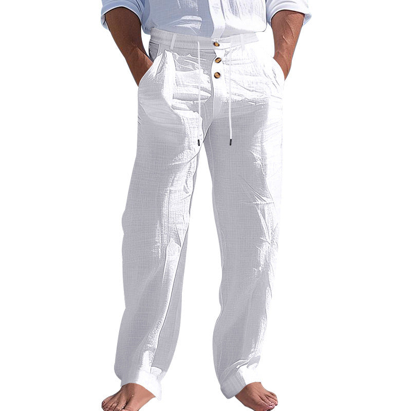 Comfortable beach pants for men with elastic waistband and button closure Chic und Stil
