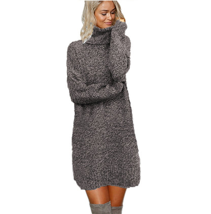 Robe en tricot pour femmes avec col montant en matériau douillet Chic und Stil
