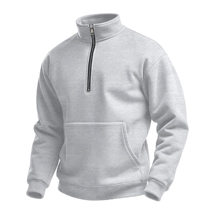 Fleece pullover for men with high collar and practical kangaroo pocket Chic and Style